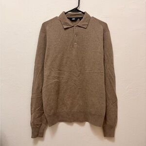 Lands' End Men's Cashmere Sweater Polo in Mocha
